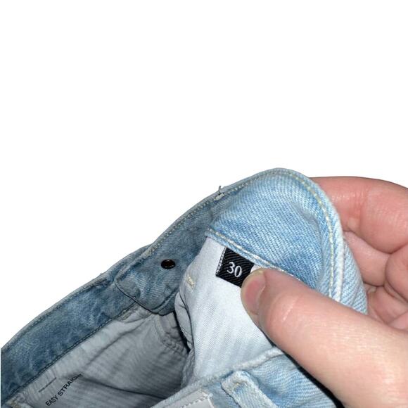 7 For All Mankind High Rise Easy Straight Leg Jeans in Sun Blue Ridge Wash 30 - Picture 10 of 11